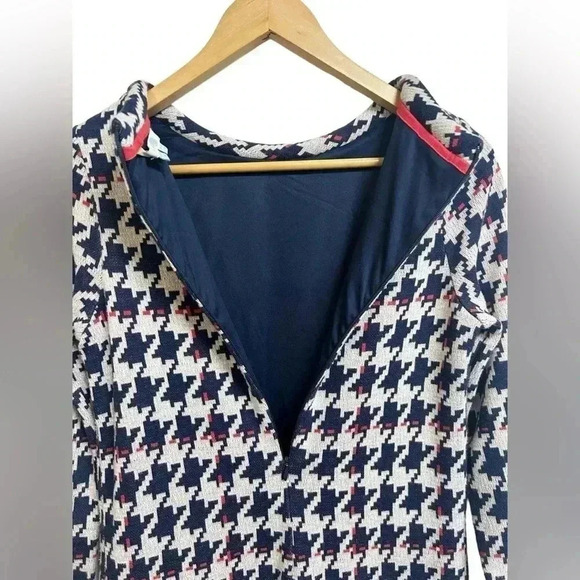 Boden Houndstooth Jacquard Blue Pink Retro Sixties Dress Size 4 - Picture 7 of 9